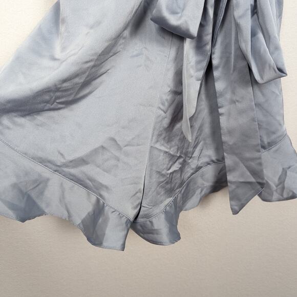 Show Me Your MuMu Light Steel Blue Luxe Satin Say I Do Romper Size L - Picture 6 of 10